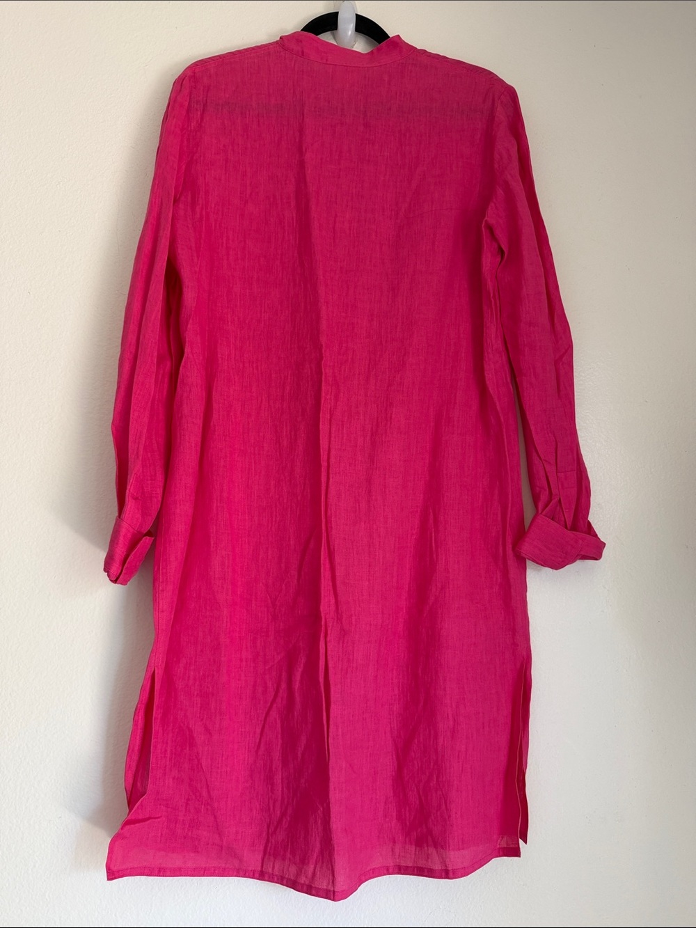 Celine Hot Pink Long-Sleeve Button-Front Shirt Dress - Picture 2 of 8